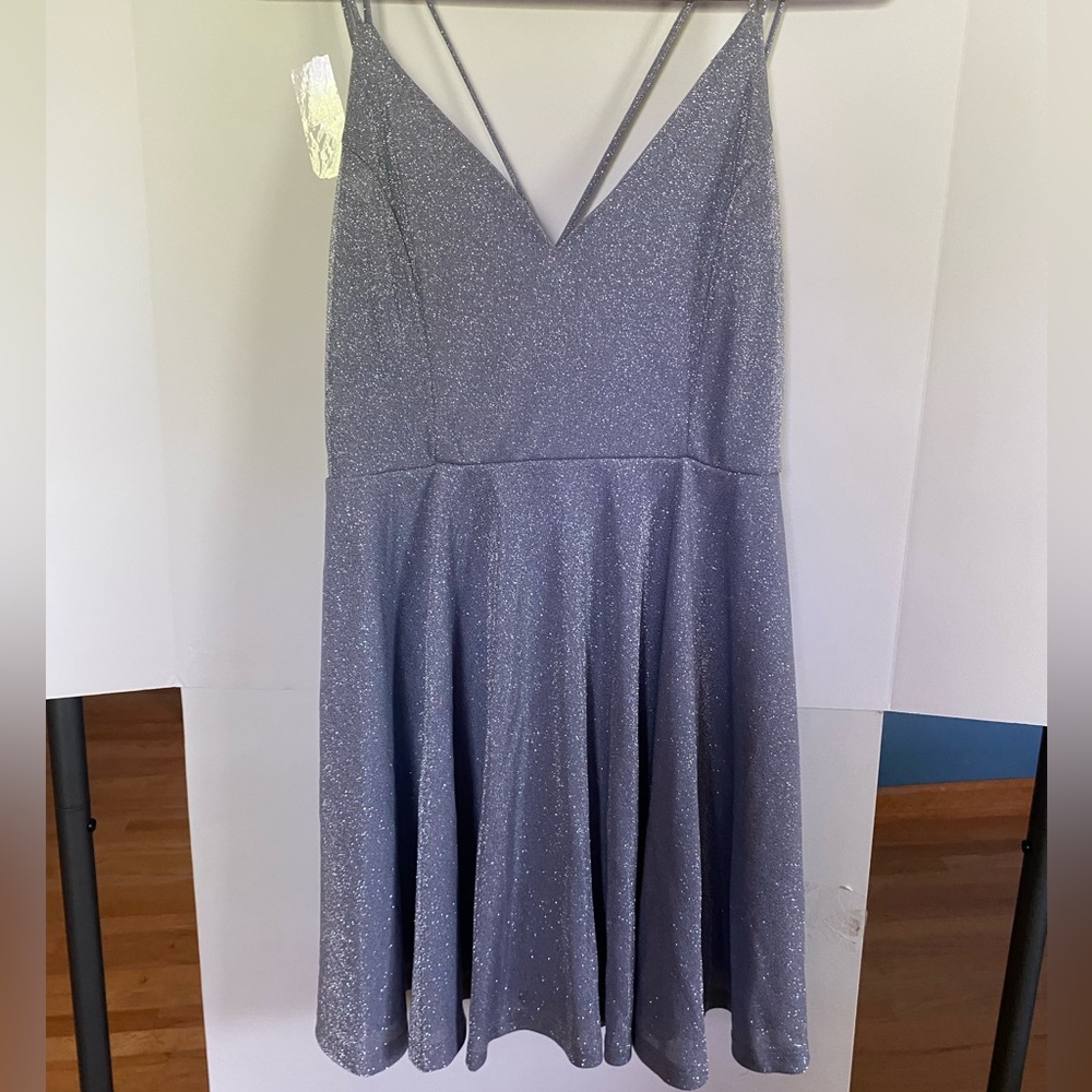 Blue glitter Windsor mini skater dress